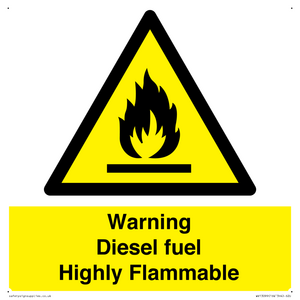 Warning diesel fuel Highly Flammable